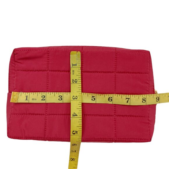 Sephora Quilted Fabric Makeup Bag Lined Zipper Green Hot Pink Burgundy Set of 3 - Picture 10 of 12